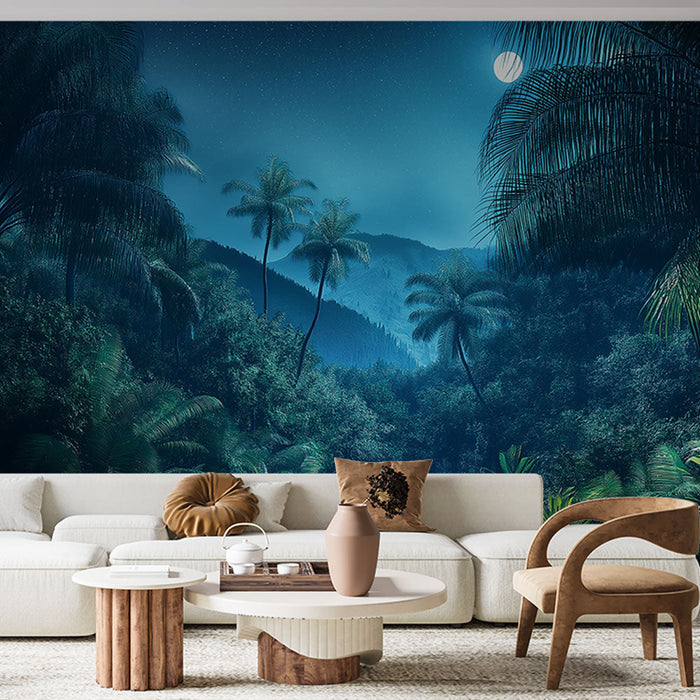 Tapeta noćna džungla | Umirujuća scena džungle pod mjesecom