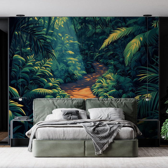 Tapet jungla | Cărare însorită în inima vegetației luxuriante