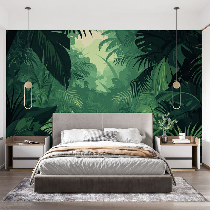 Papel de parede de selva | Caminho verde dentro de vegetação exuberante