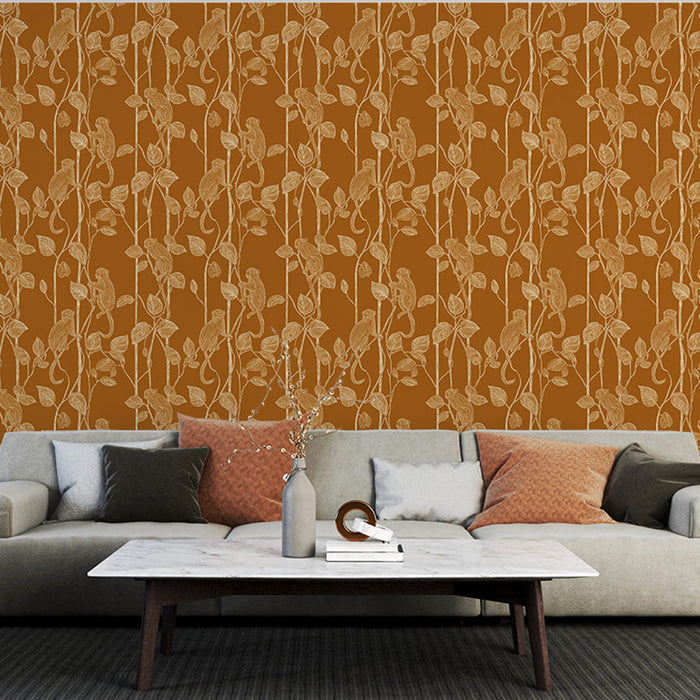 Tapete jungle | Πίθηκοι και φυλλώματα σε ζεστούς τόνους