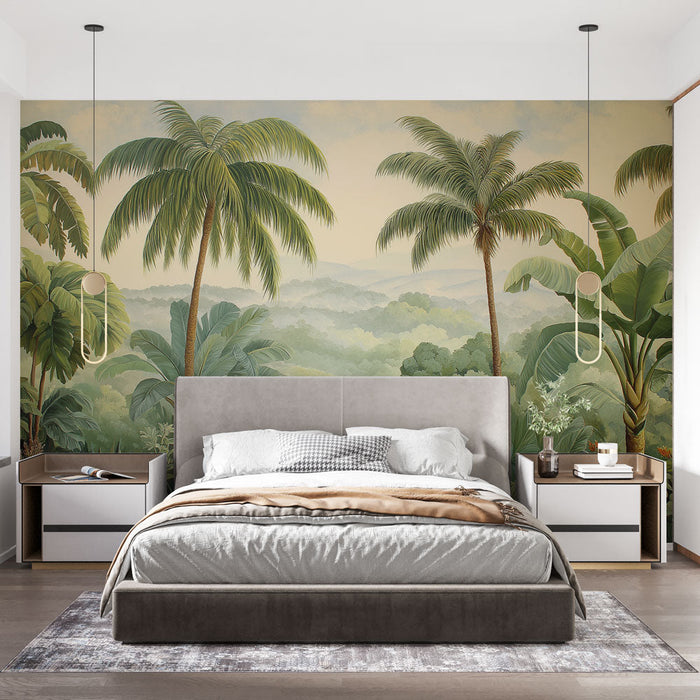 Tapeta džungle tropická | Královské palmy a bujný listí