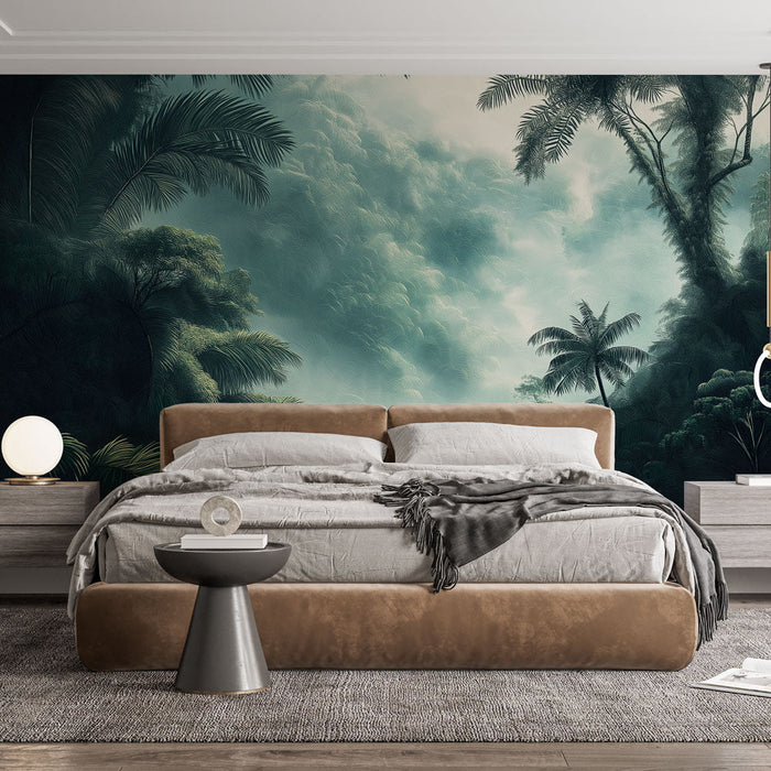 Fototapet jungle | Et frodig og tåkete jungellandskap