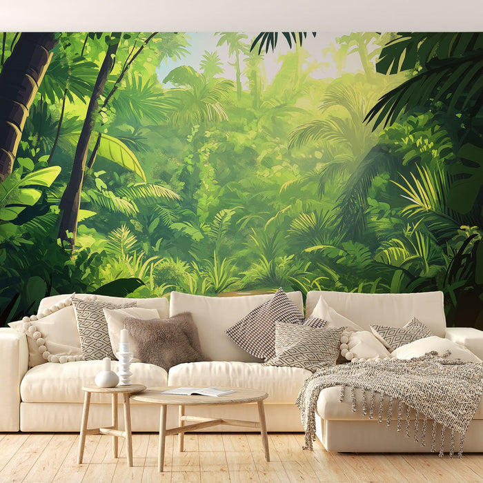 Mural Wallpaper jungle | A dense and bright forest