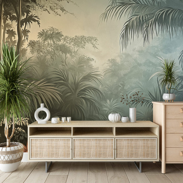 Mural Wallpaper jungle | A lush forest shrouded in mystery