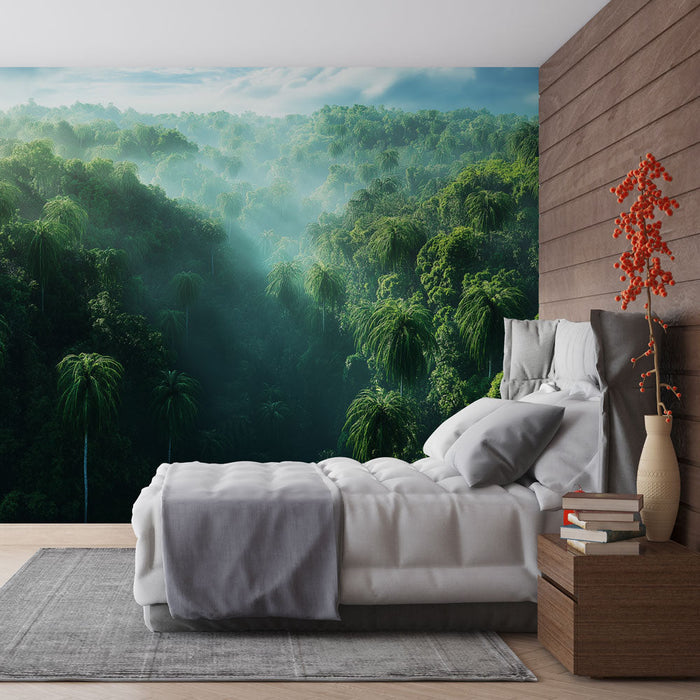 Mural Wallpaper džungla | Obsežen tropski gozd z razpršeno svetlobo