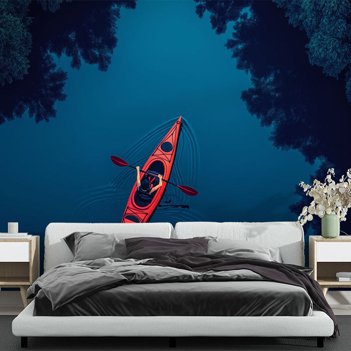 Mural Wallpaper kayak | Adventure in kayak on a serene lake