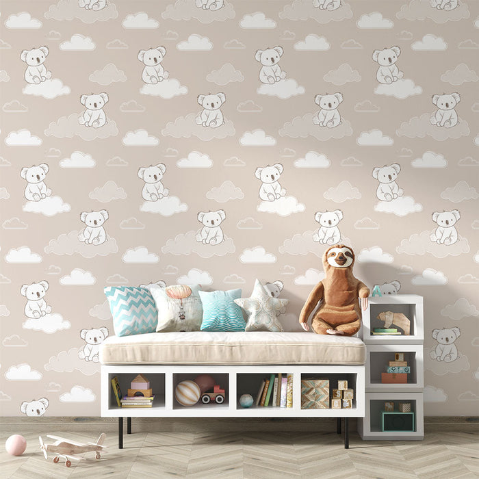 Foto Behang koala | Schattig motief van koala's op zachte wolken