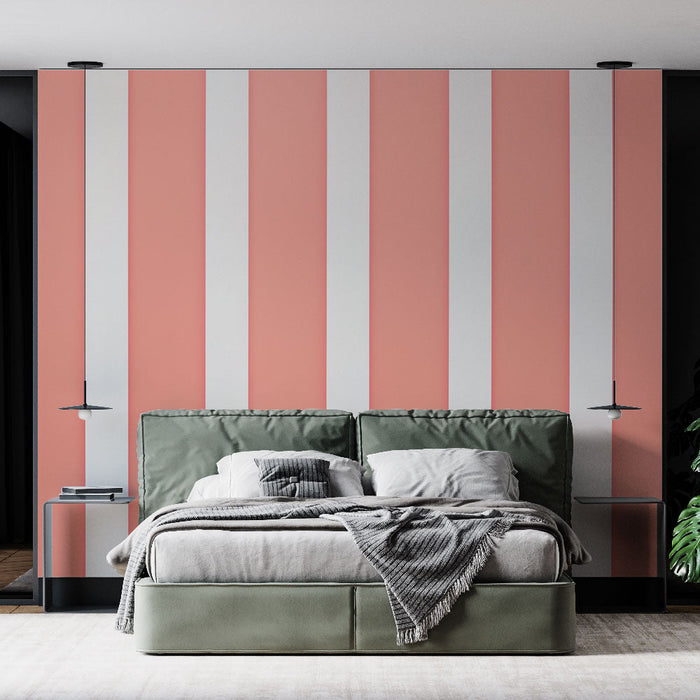 Muraaltapeet suured vertikaalsed triibud | Korallroosa