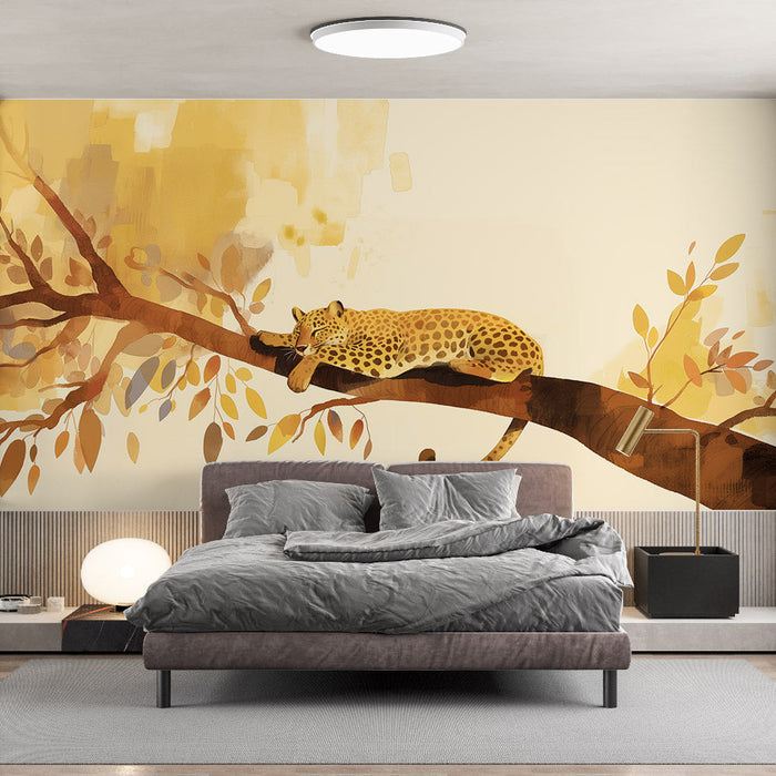 Leopard Mural Wallpaper | Sove på en gren