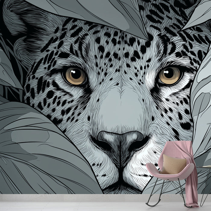 Tapete leopard caché | Majestatični leopard između raskošnih lišća