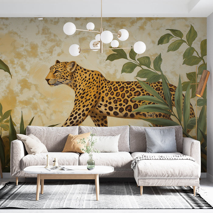 Tapeet leopard | Majesteetlik leopard lopsaka lehestiku seas