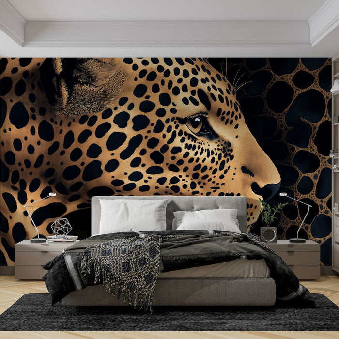 Tapetti leopardi | Muotokuva stilisoidusta leopardista turkkikuvioineen