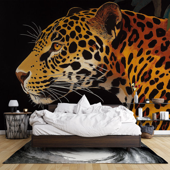 Tapete Leopard | Majestätisches Porträt eines Leoparden im Dschungel