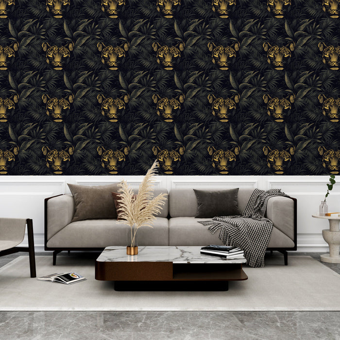 Tapeta s leopardem | Zlaté hlavy leopardů uprostřed bujné vegetace