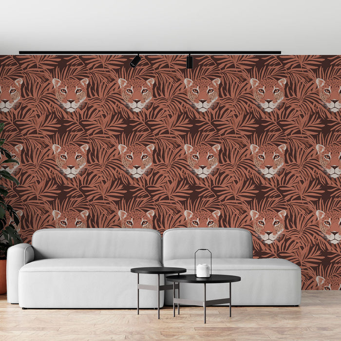 Leopard Mural Wallpaper | Leopard heads surrounded by tropical leaves in warm shades

Leopard Wallpaper | Leopard glave okružene tropskim lišćem u toplim nijansama