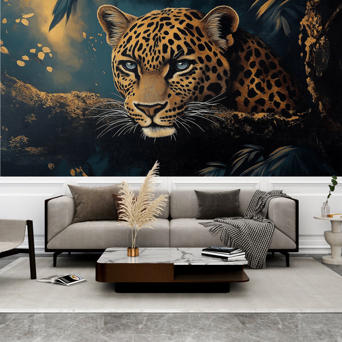 Tapeta leopard | Zelo realističen leopard na džungelskem ozadju