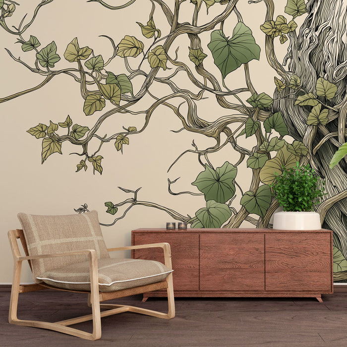Mural Wallpaper Ivy | Graceful Vines and Detailed Foliage