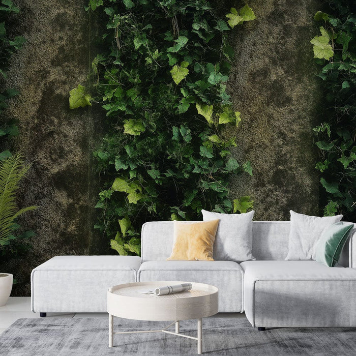 Tapeta s břečťanem | Zelené révy na texturovaném pozadí