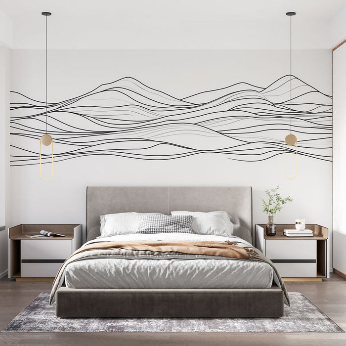 Mural Wallpaper abstract lines | Minimalist design in black and white