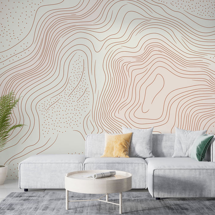 Papel de parede linhas abstratas | Padrão ondulado em tons suaves