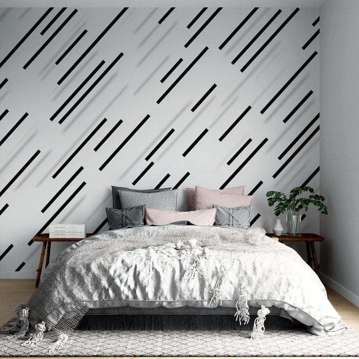 Mural Wallpaper dynamic lines | Black and white abstract pattern