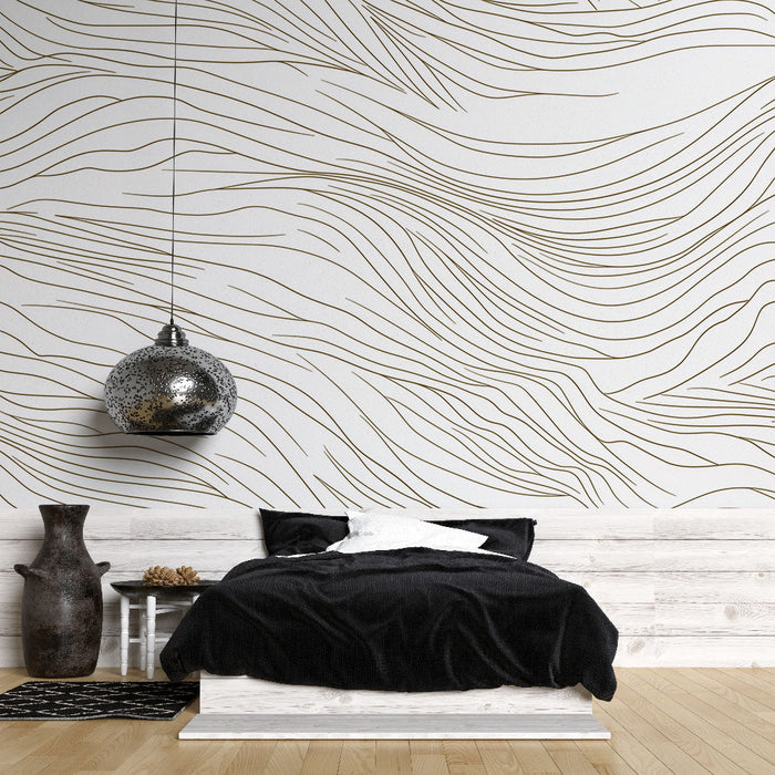 Fototapeet lainelised | Elegantne abstraktne muster kuldsetes joontes