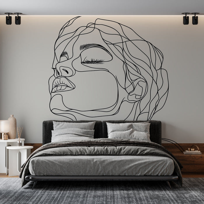 Γραμμική τέχνη tapeti | Πορτρέτο με μαύρες γραμμές σε μπεζ φόντο