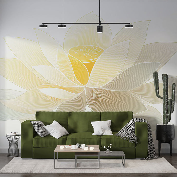 Foto Behang lotus | Elegante lotus met delicate lijnen en zachte tinten