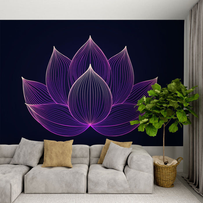 Tapet lotus | Model de floare de lotus stilizat cu linii curate