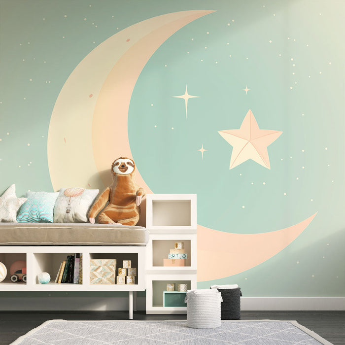 Tapeta moon and star | Delikatan uzorak mjeseca i sjajne zvijezde