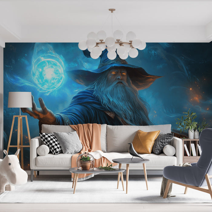 Tapeta mage | Energetyczny mag z książką i magiczną kulą