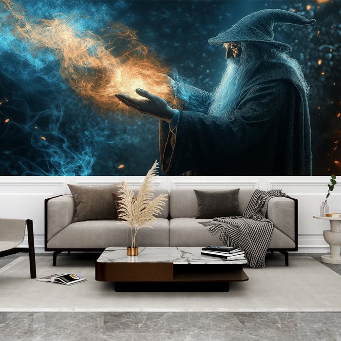 Mural Wallpaper magic | Powerful mage manipulating energy shards