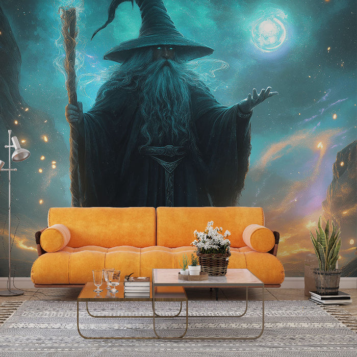 Foto Behang magie | Mysterieuze tovenaar in een astrale wereld