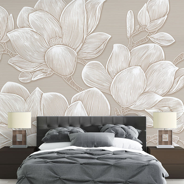 Fototapet magnolia | Elegante magnolia blomster på en neutral baggrund