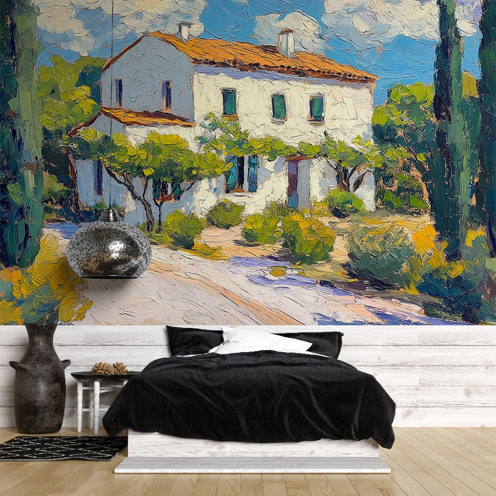 Tapete provencal-house | Weißes Haus auf dem Land