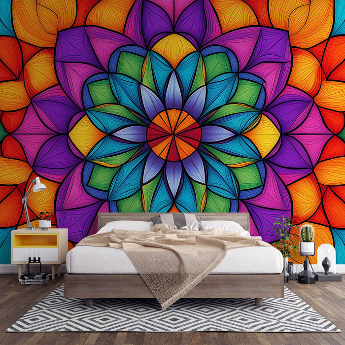 Colorful mandala mural wallpaper | Vibrant and enchanting pattern