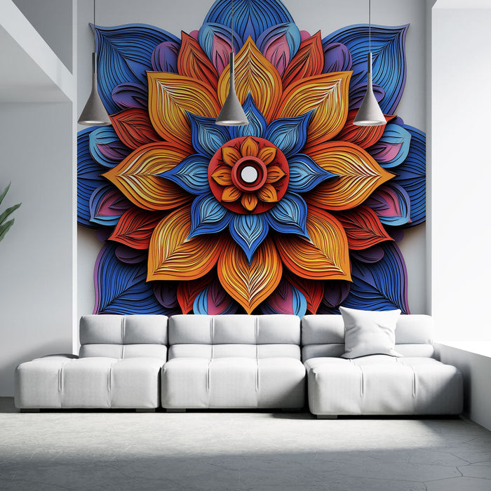 Tapet mandala | Model de hârtie stratificată colorată
