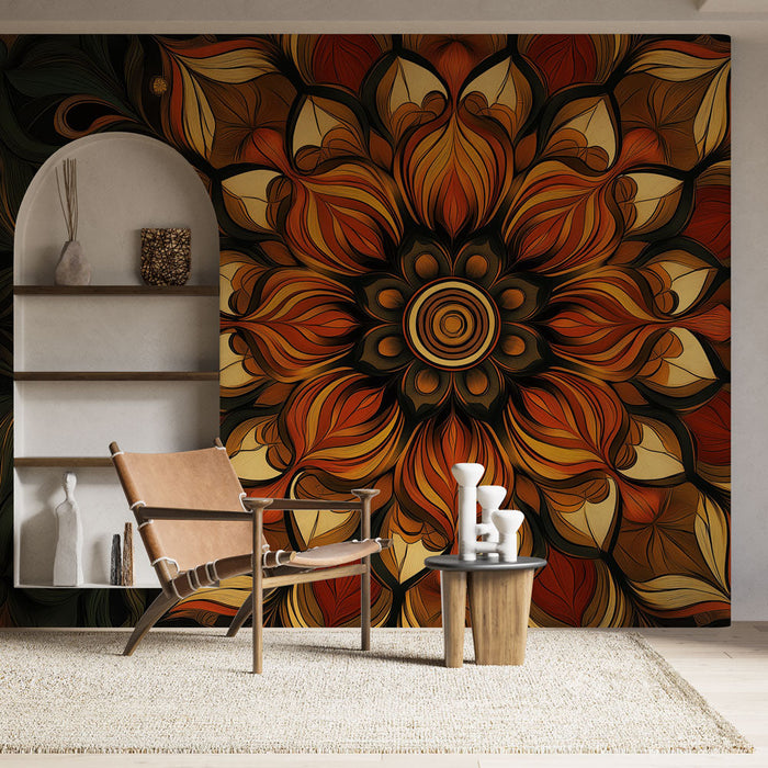 Carta da parati mandala | Motivo colorato e caldo