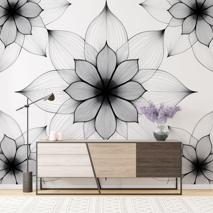 Tapet mandala | Model de floare cu linii delicate
