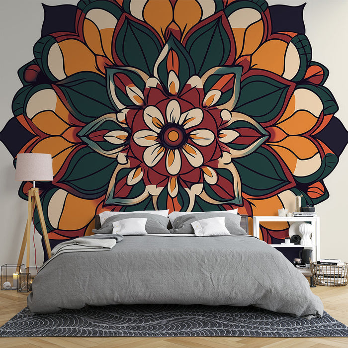 Foto Behang mandala | Kleurrijk en elegant bloemmotief