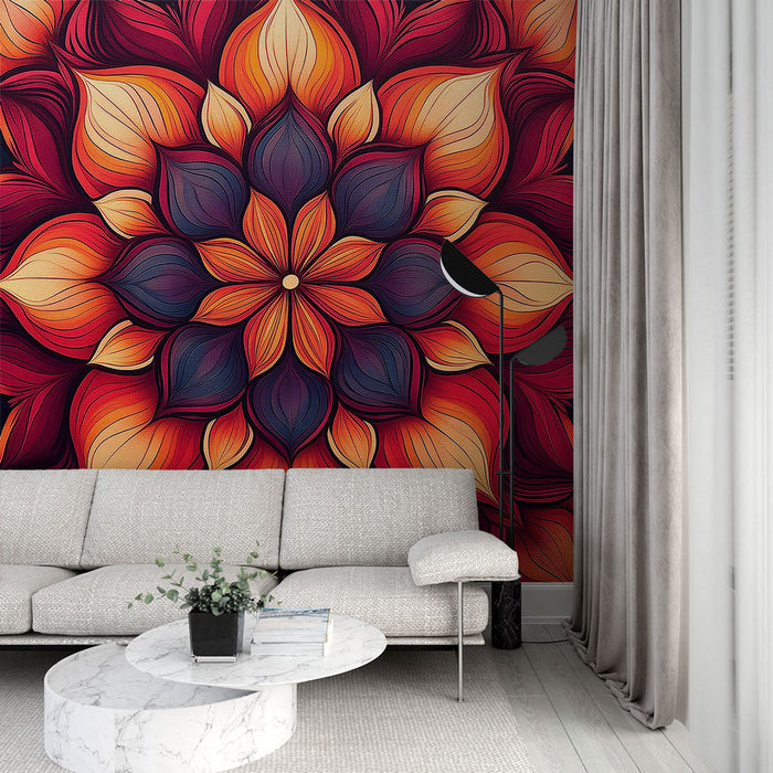 Tapet mandala | Model mandala cu culori calde