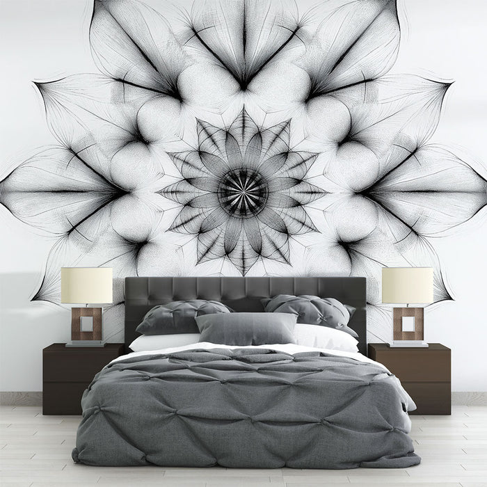 Tapet mandala | Model elegant alb-negru