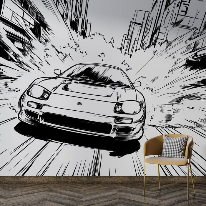 Mural Wallpaper manga | Dynamic momentum in black and white