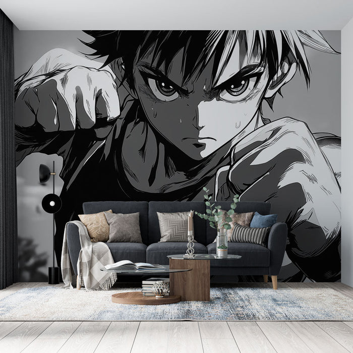 Tapeta manga | Zdeterminowany bohater w adrenalinie walki