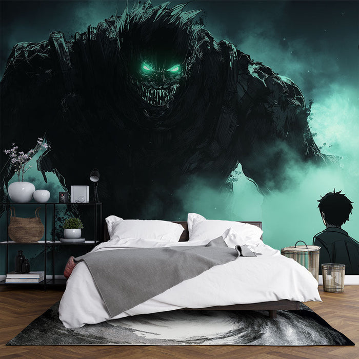 Papel pintado manga | Monstruo misterioso emergiendo de las sombras