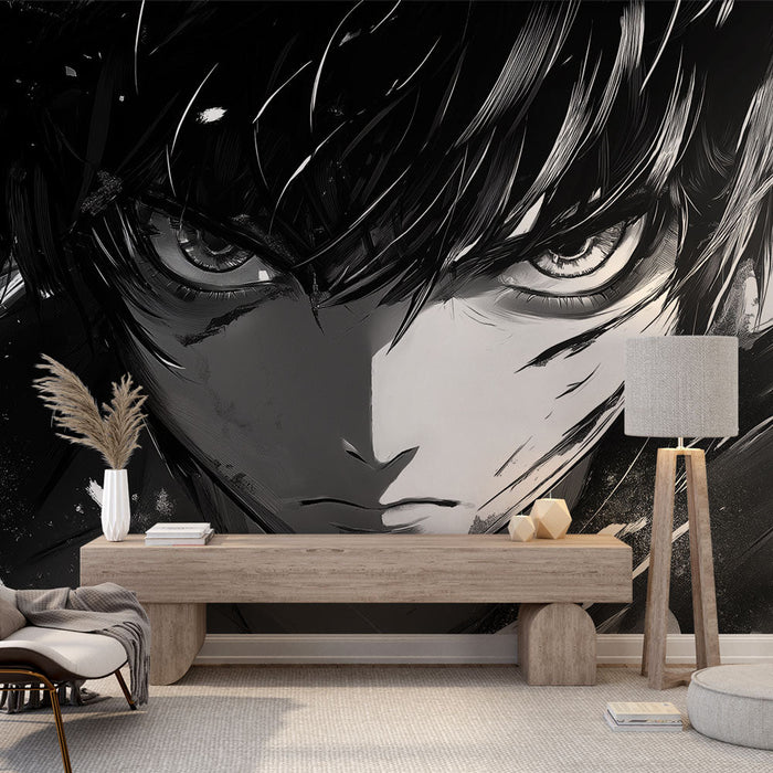 Foto Behang manga | Expressief portret in zwart en wit