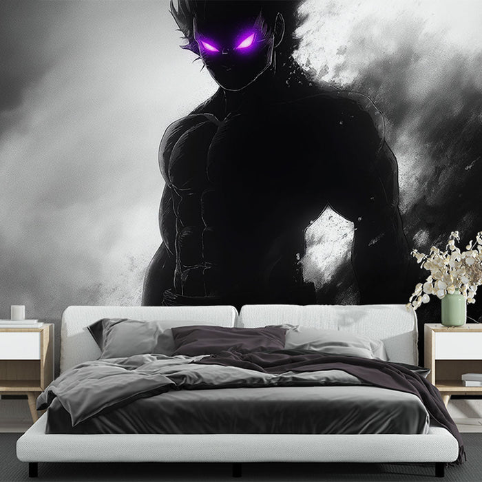 Tapete manga | Mysteriöse Silhouette mit violetten Augen