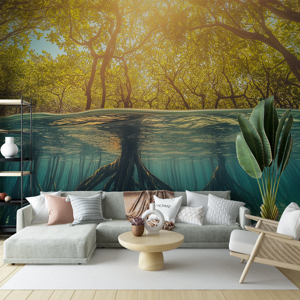 Mural Wallpaper mangrove | Peaceful submarine with mangrove roots