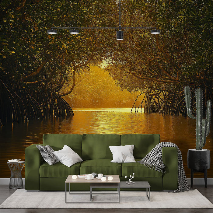 Carta da parati mangrovie | Scena incantata al crepuscolo