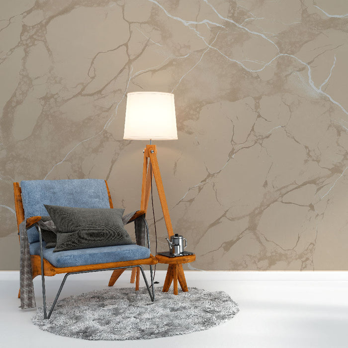 Carta da parati marmo beige | Elegante motivo marmo con venature dorate